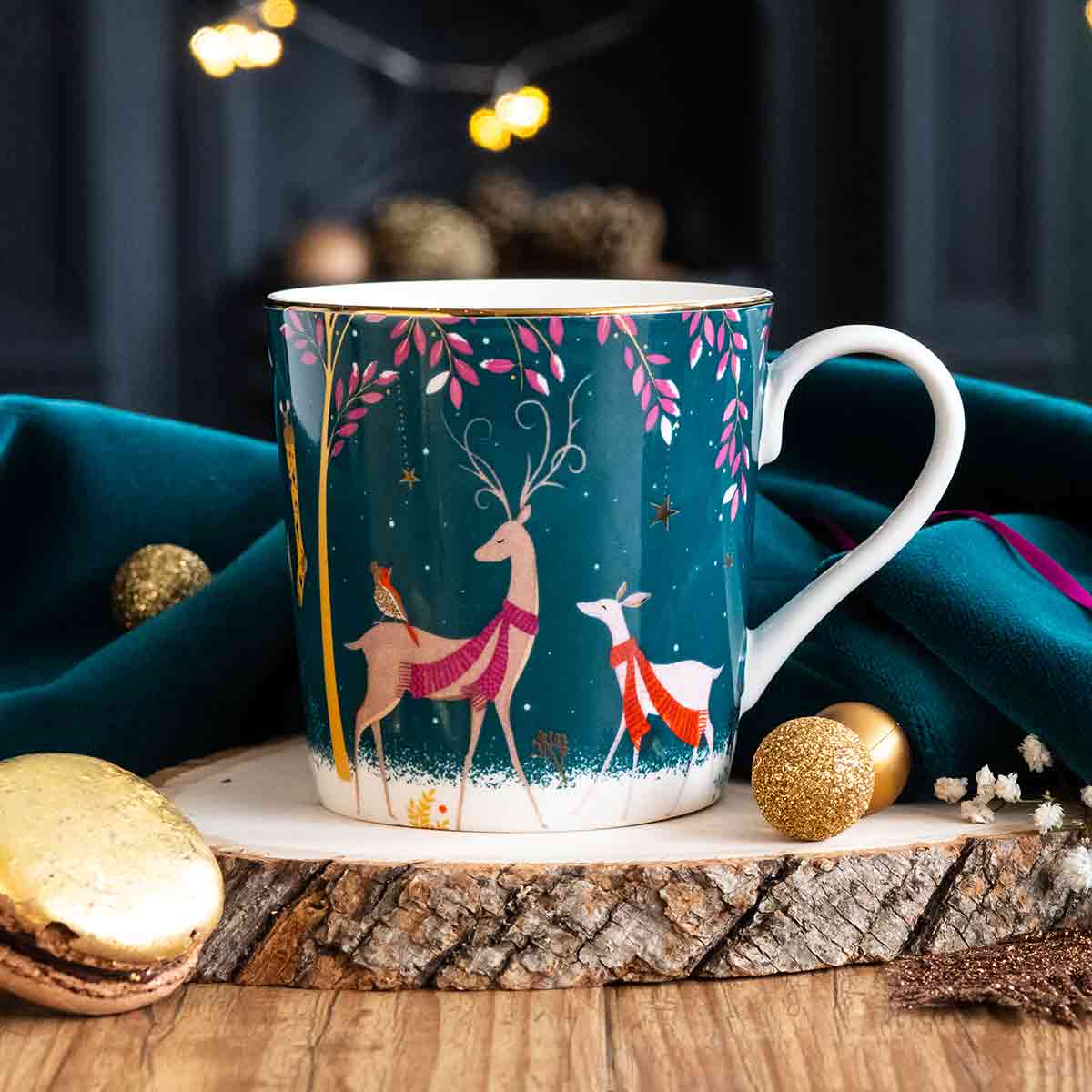 Sara Miller Woodland Tales Mug, Deer & Robin image number null